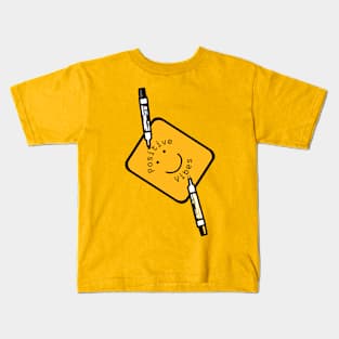 Positivity Vibes Smiley Face Sign with Marker Pens Kids T-Shirt